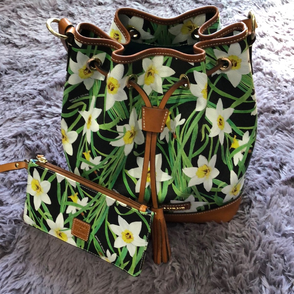 Dooney & Bourke bucket drawstring bag and wristlet